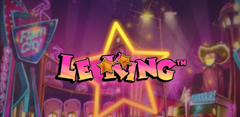 Le King - Logo with neon star and cityscape.