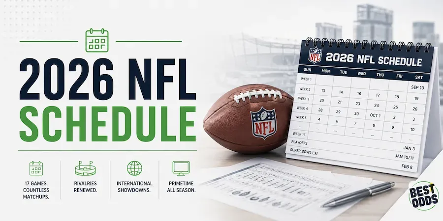 Best Odds - Banner with 2026 NFL schedule.