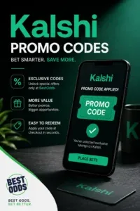 Kalshi - Banner with promo code details.