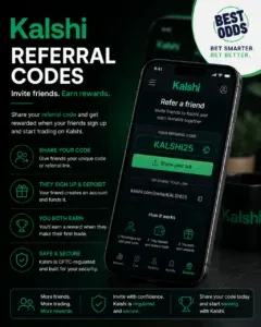 Kalshi - Banner with referral code details.