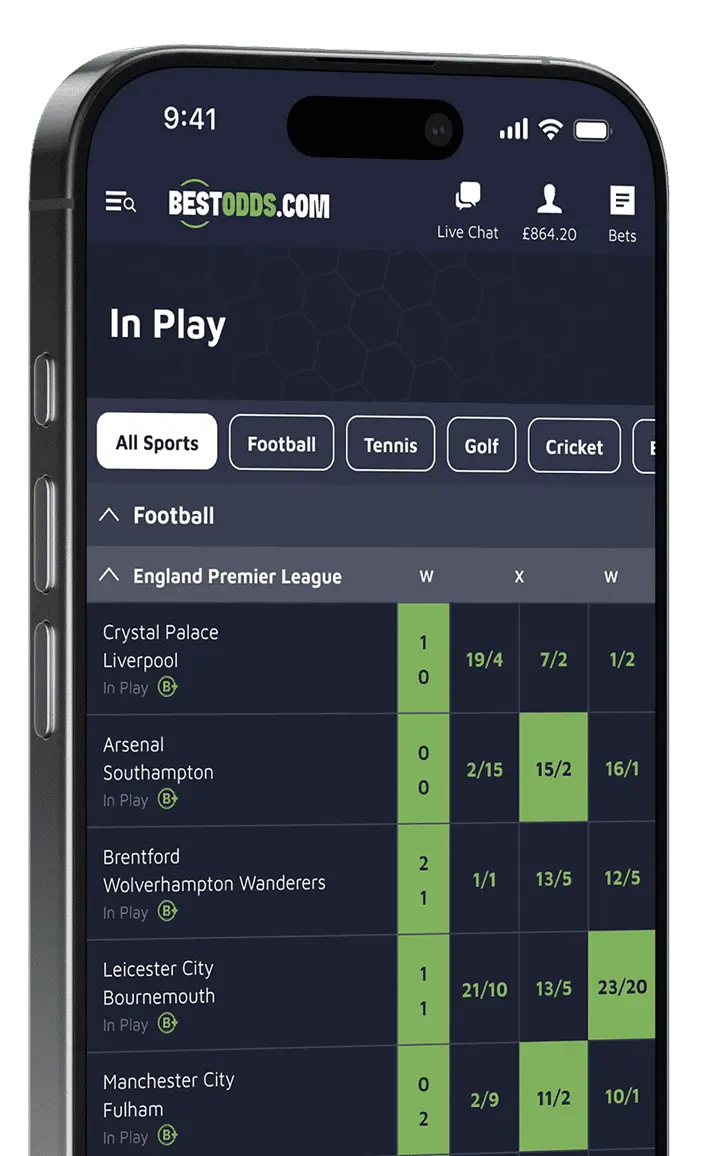 In-play markets on the app